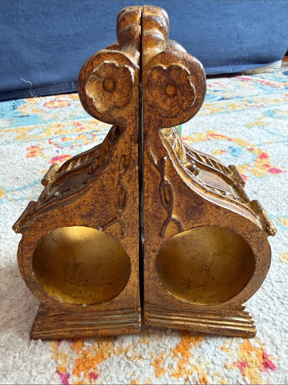 Set of wooden curtain rod holders- use as bookends